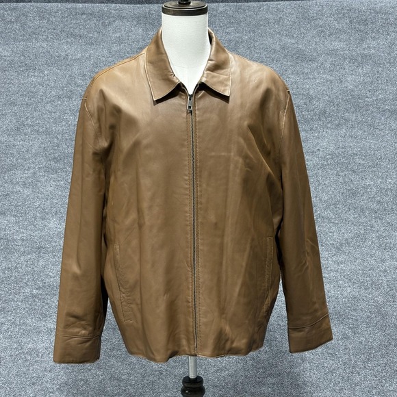 Andrew Marc Jacket Mens 2XL Brown Zip Up Cashmere Wool Lined Collared Polyester - Picture 1 of 16